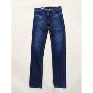 The Prima AG Women's Blue Dark Washed Mid-Rise Straight-Leg Jeans Size 25r
